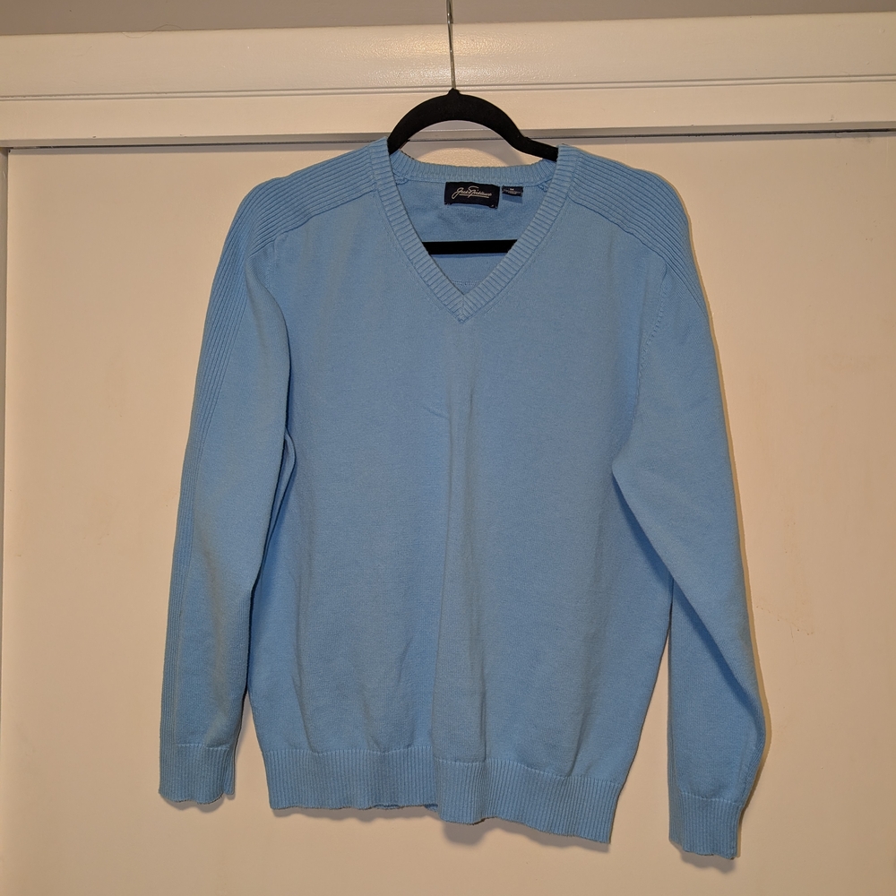 Jack Nicklaus Blue V Neck Cotton Sweater